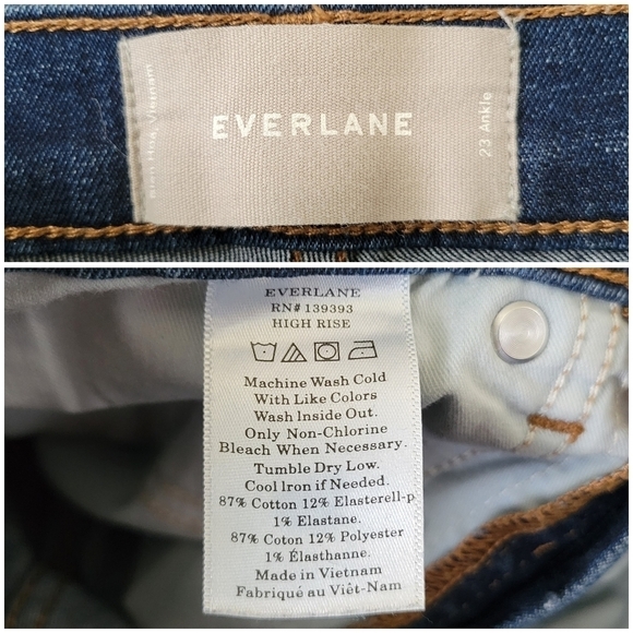 Everlane High Rise Skinny Ankle Length Stretch Denim Jeans Womens Size 23 Waist - Picture 4 of 11
